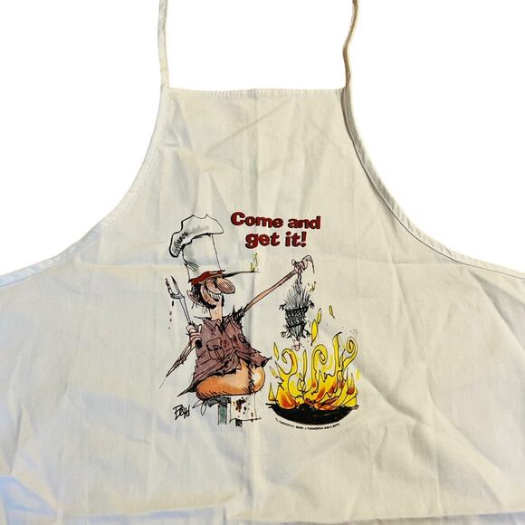 Jeff Foxworthy White "Come and get it" Apron 2002 Redneck Grill Fire 100% Cotton - Picture 1 of 8